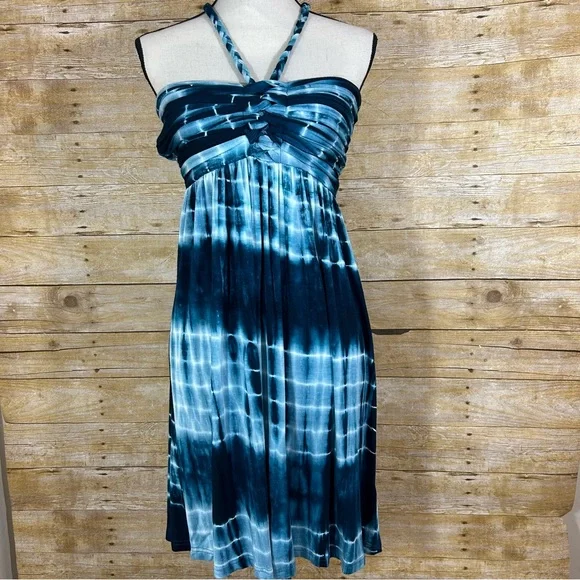 Catwalk Studios Blue Tie Dye Convertible Strapless Dress Boho Size S - Picture 6 of 11
